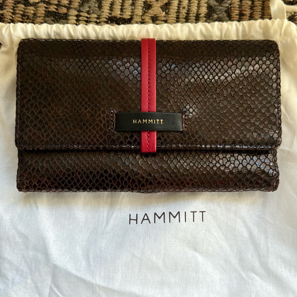 Hammitt Brown and Red Snakeskin Wallet